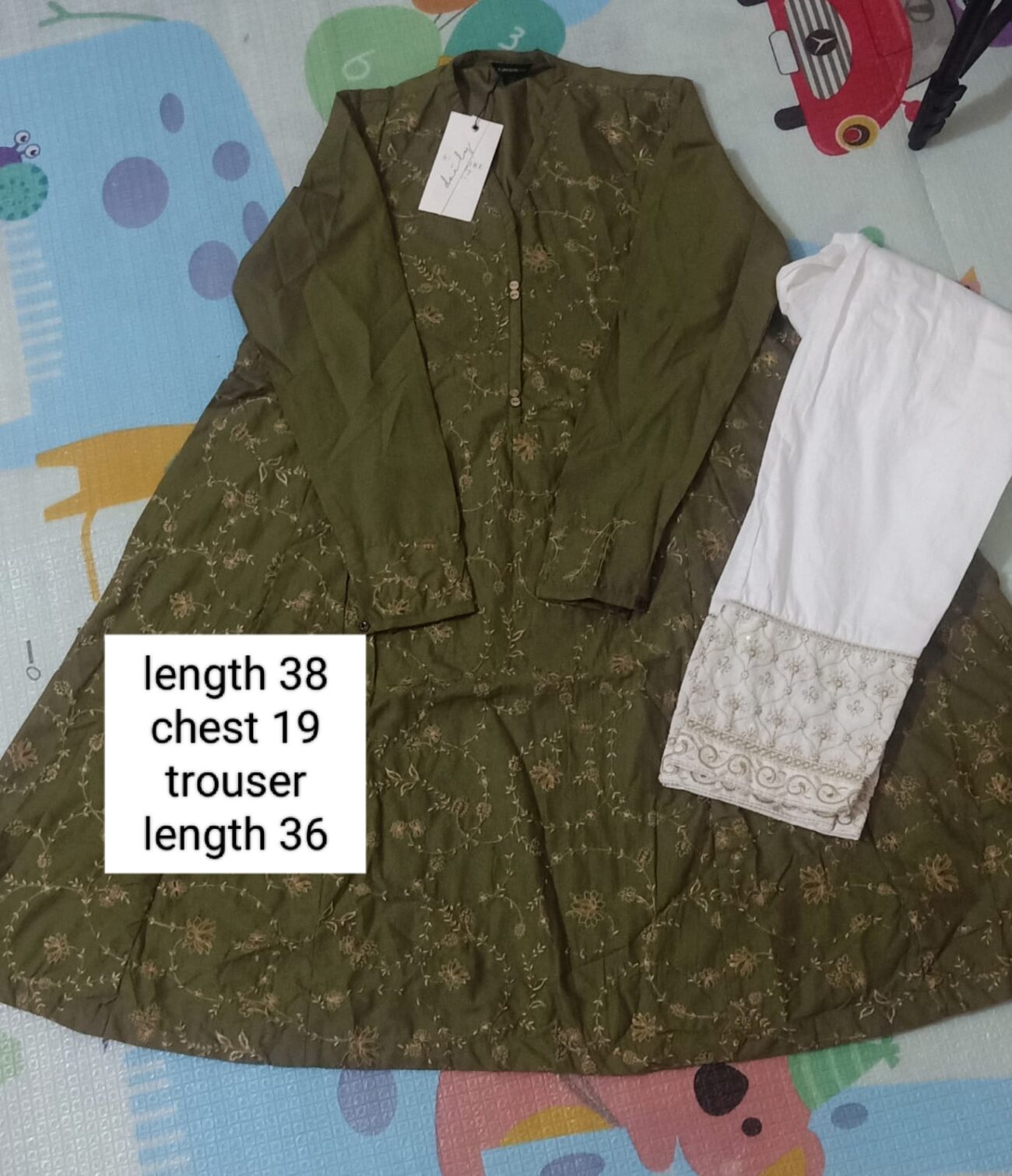Ladies Lawn Cotton Frock With Trouser - Image 2